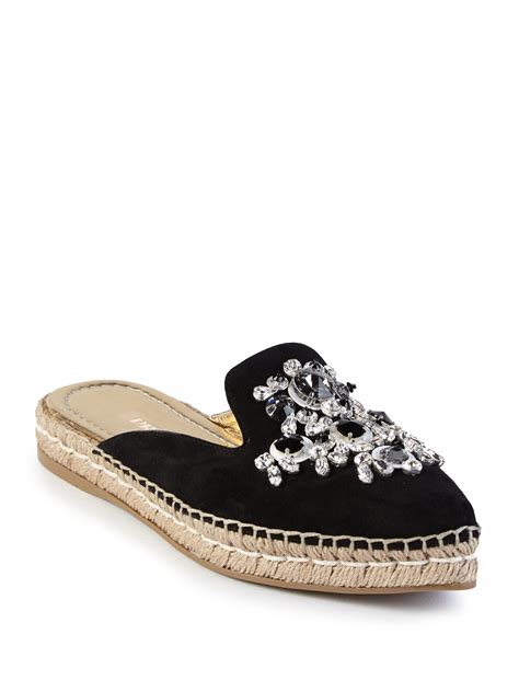 prada flat suede mules with crystals|prada lug sole padded mules.